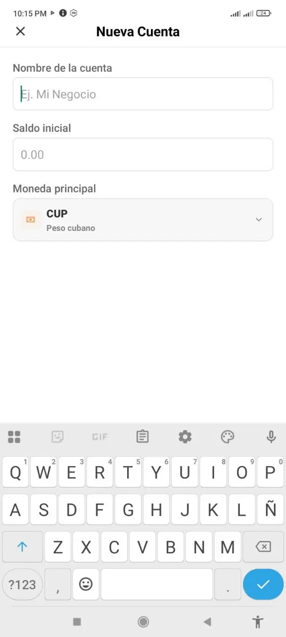 Formulario Nueva Cuenta