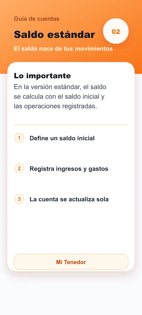 Saldo de cuenta estándar calculado por operaciones