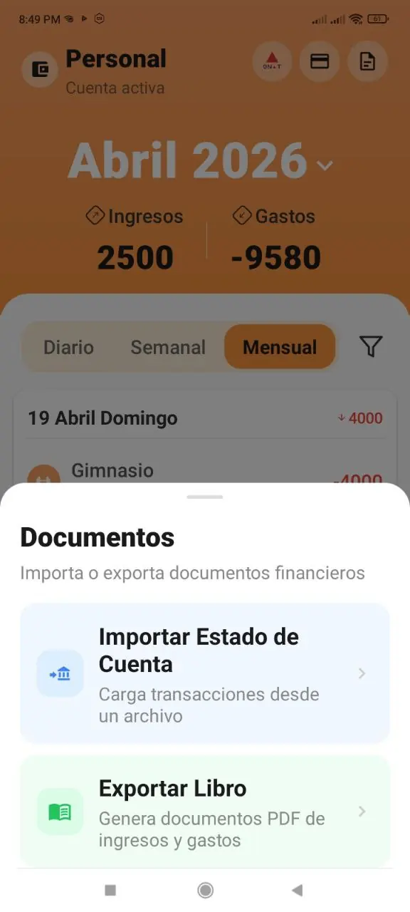 Opcion Exportar Libro en Documentos
