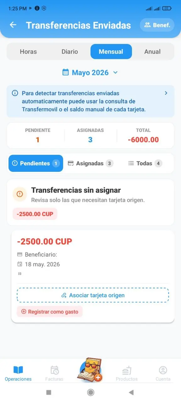 Aviso para detectar transferencias enviadas
