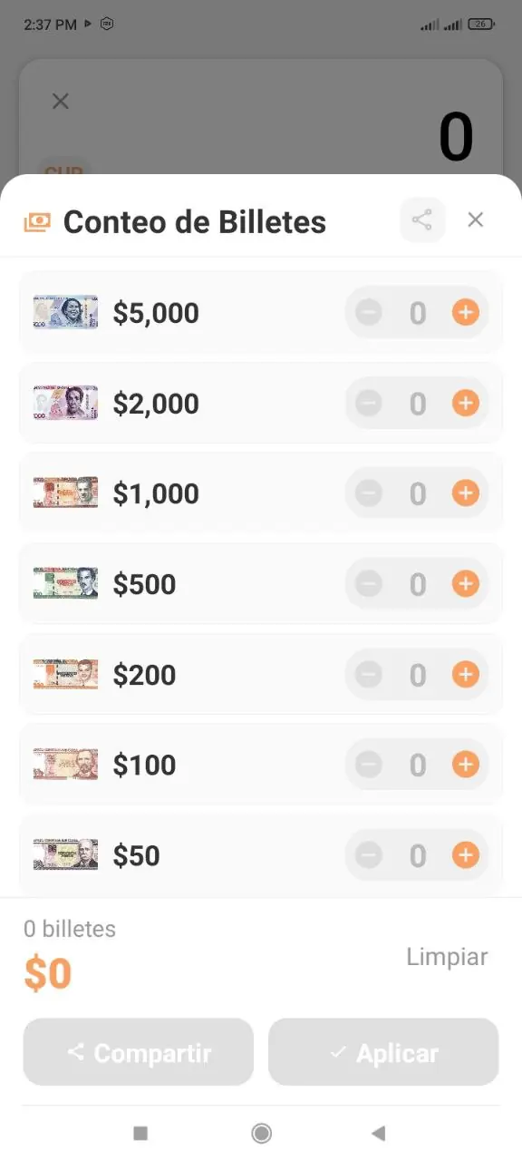 Conteo de billetes en efectivo