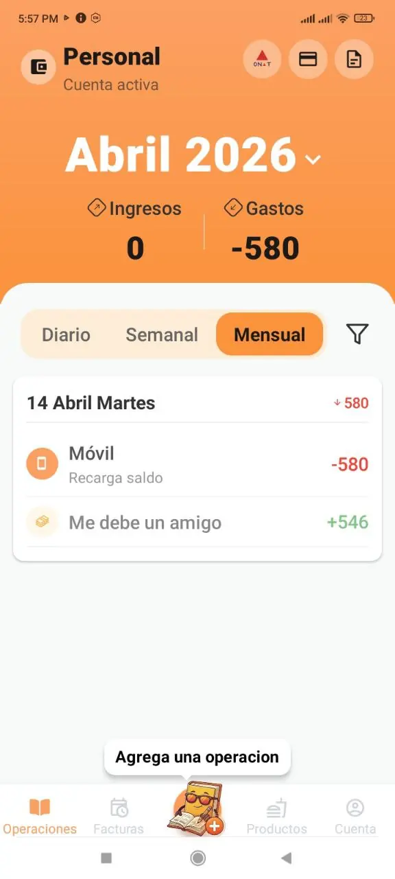 Lista de operaciones del mes