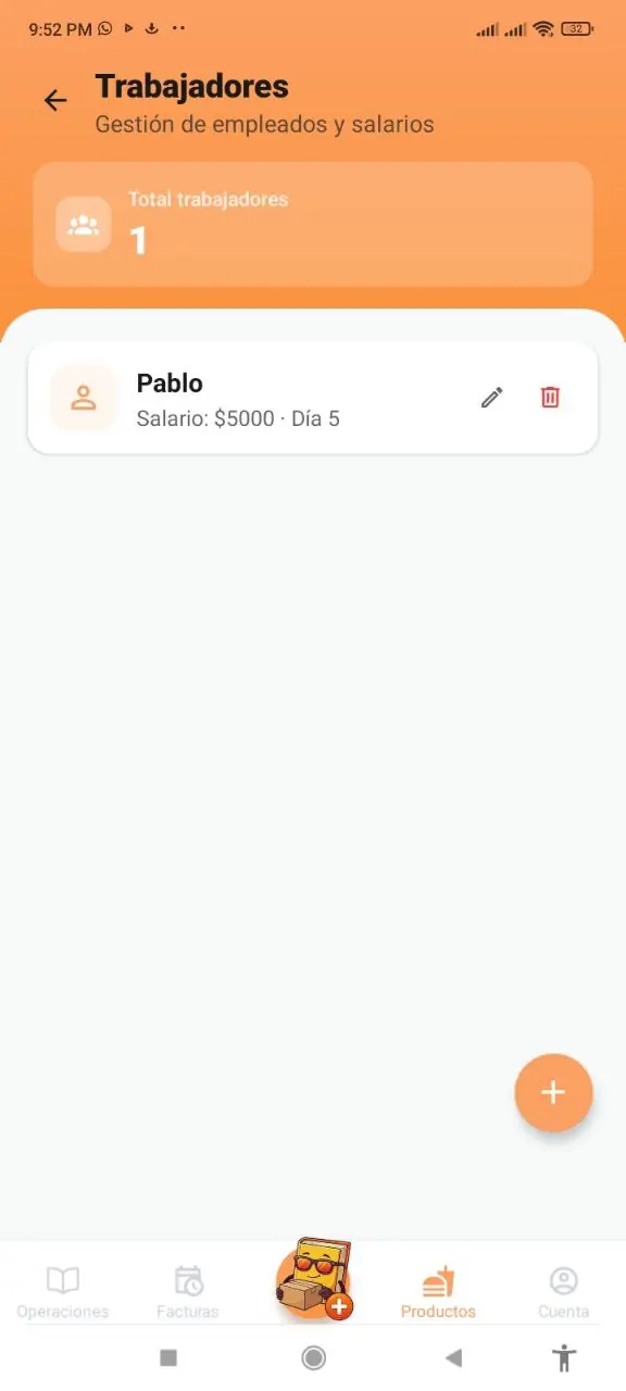 Botón para agregar trabajador